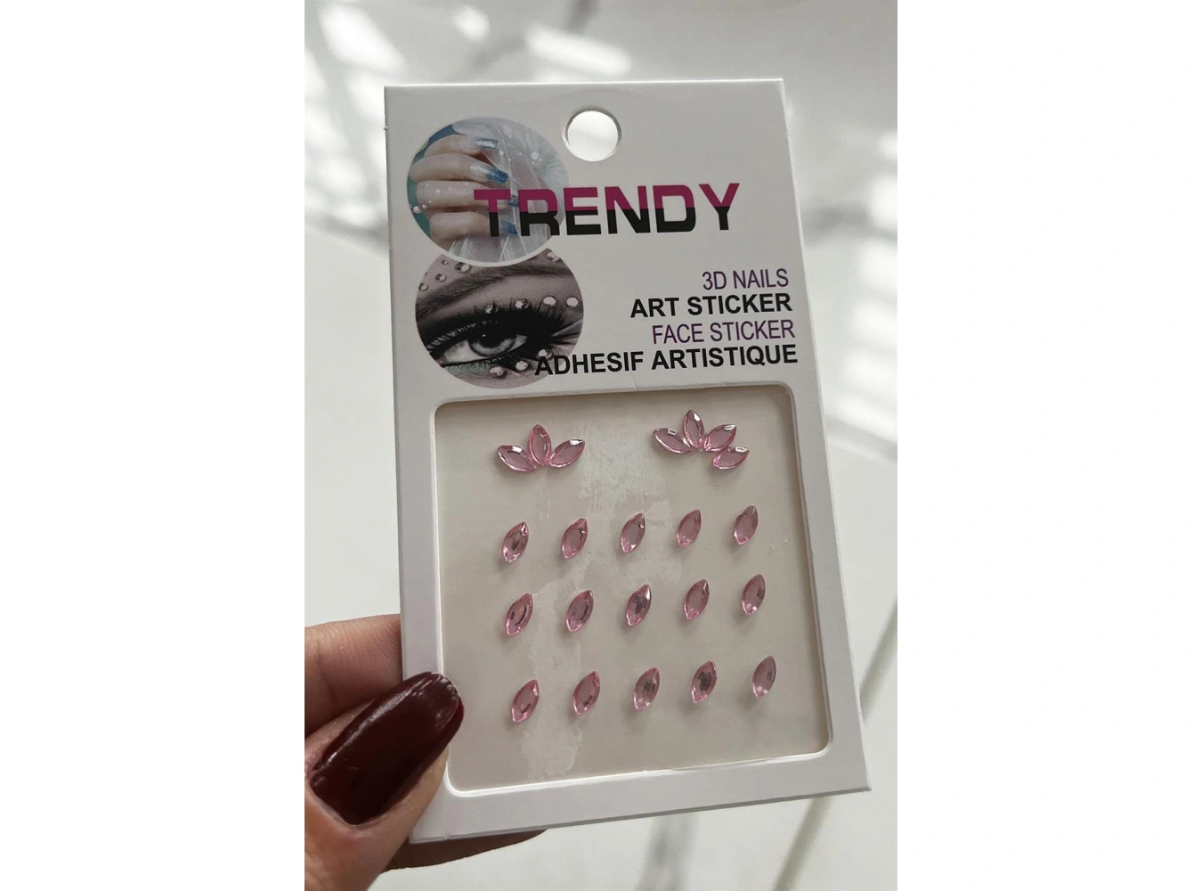 Pembe Renk Vücut Ve Yüz Taşı/ Taşlı Sticker