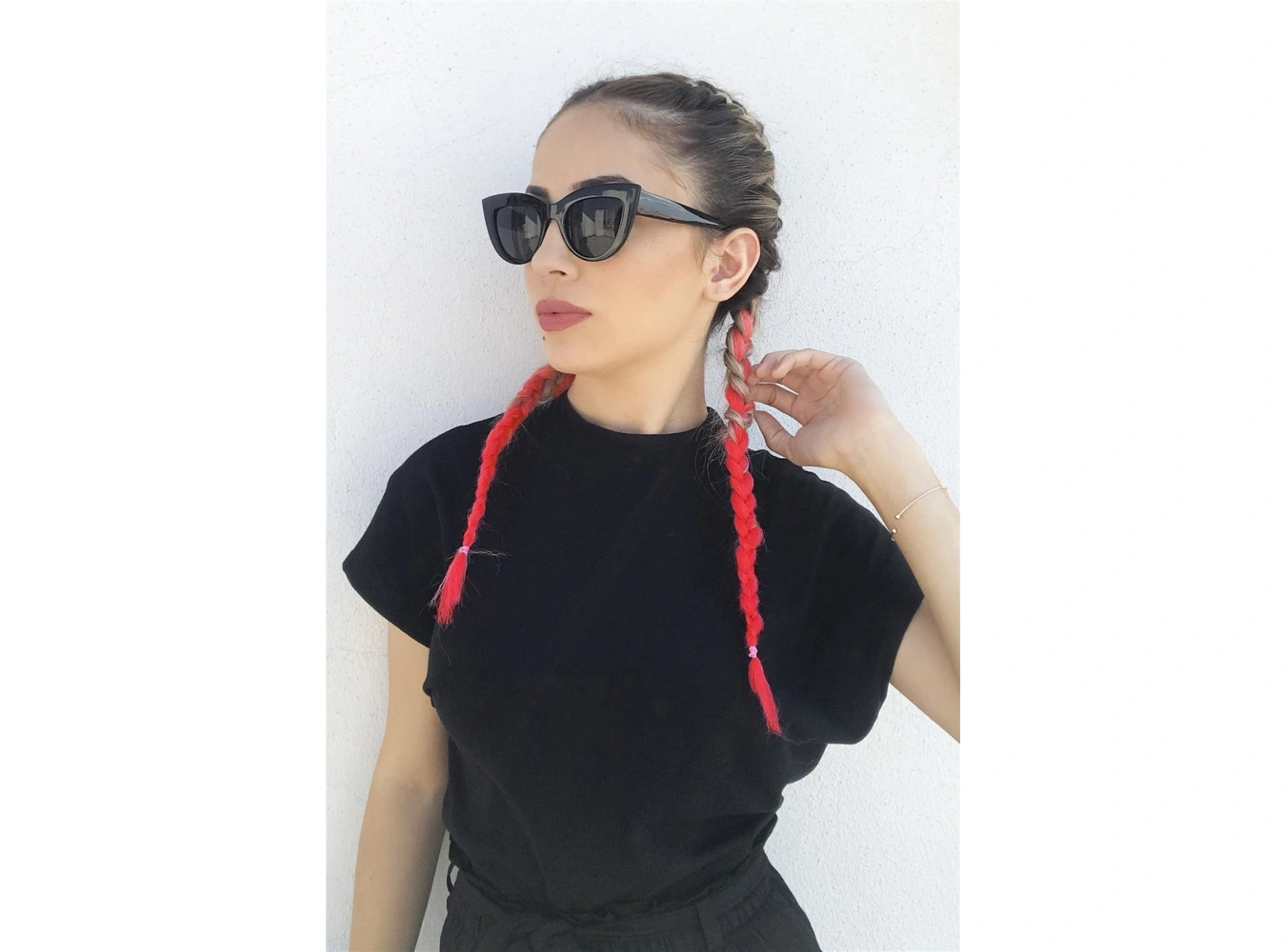 Sarı Pembe İki Renk Ombreli Afrika Zenci Örgüsü Box Braid Sentetik Saç 60cm 100gr