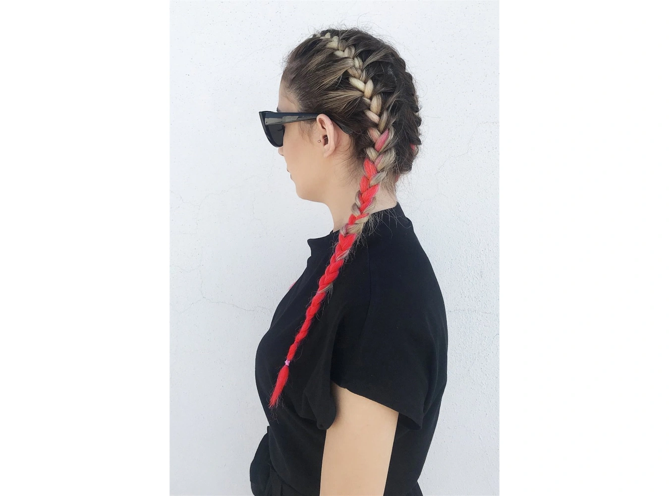Sarı Pembe İki Renk Ombreli Afrika Zenci Örgüsü Box Braid Sentetik Saç 60cm 100gr