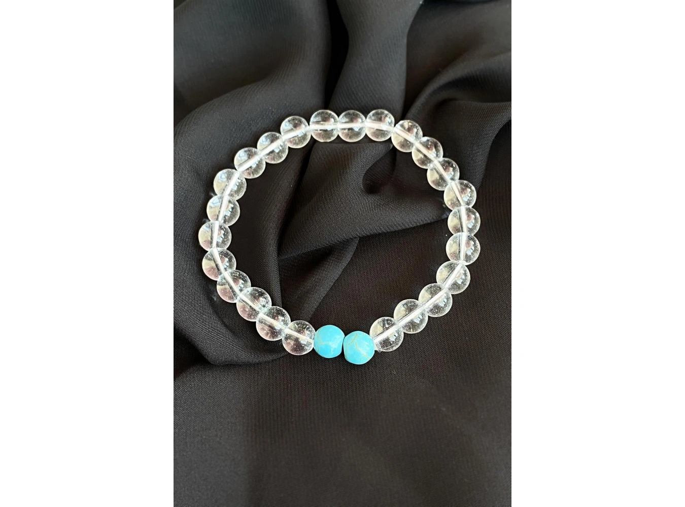 Şeffaf Renk Mavi Boncuk detaylı Erkek Bileklik