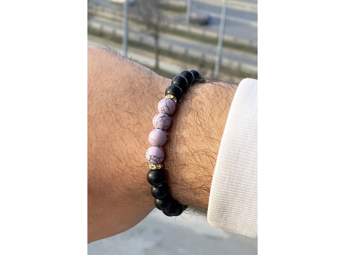 Siyah Boncuklu Erkek Bileklik