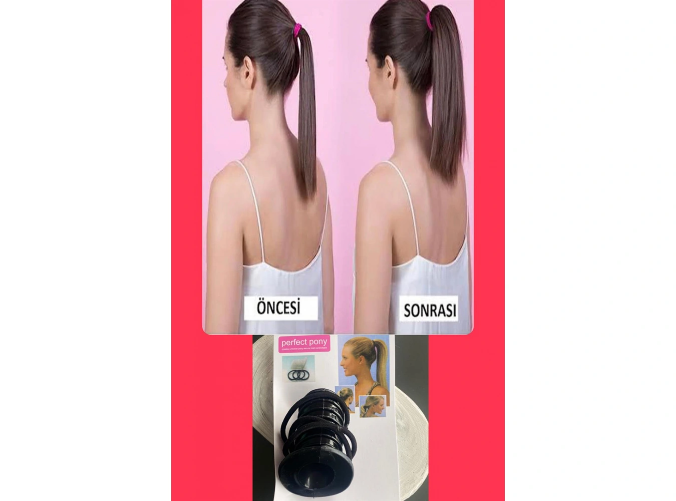 Siyah Renk Cool Hair At Kuyruğu Saç Modeli Dik Tutma Aparatı