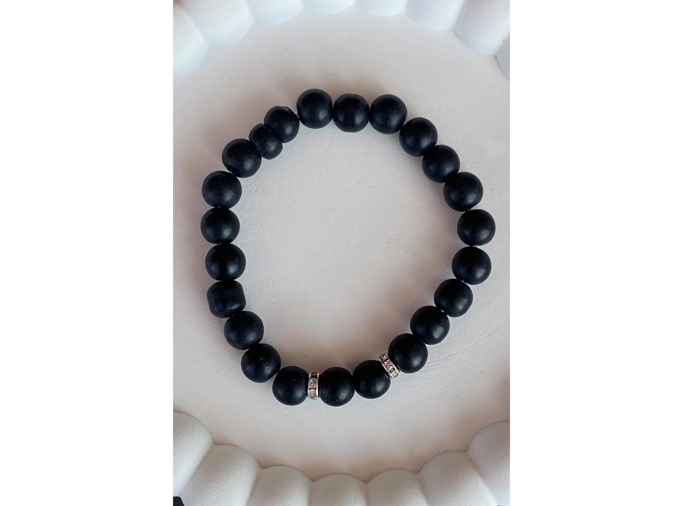 Siyah Renk Taş Detaylı Erkek Bileklik