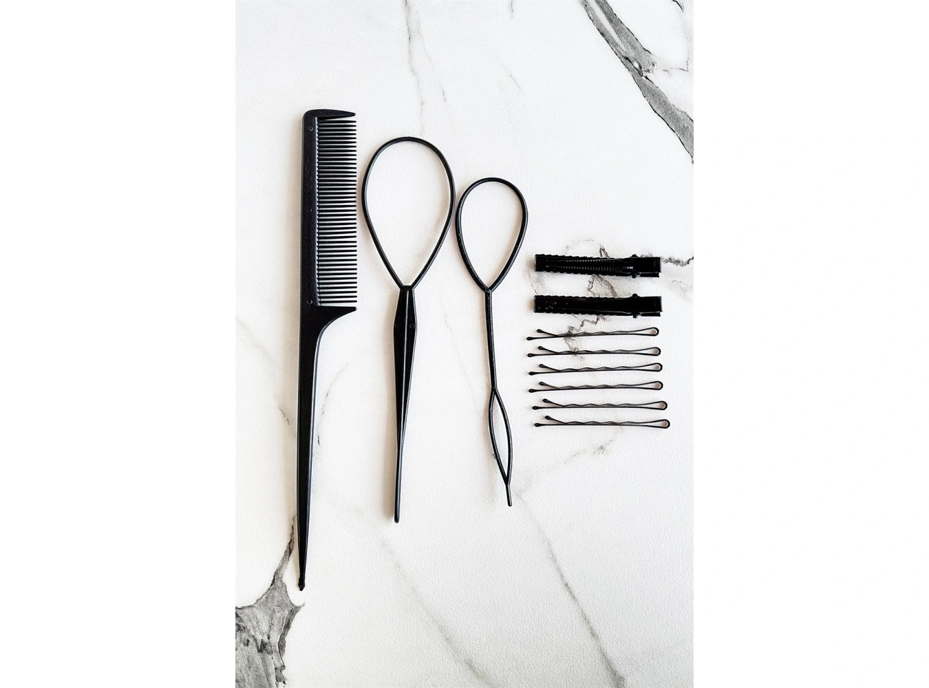 Siyah Renk Topuz Aparat Set