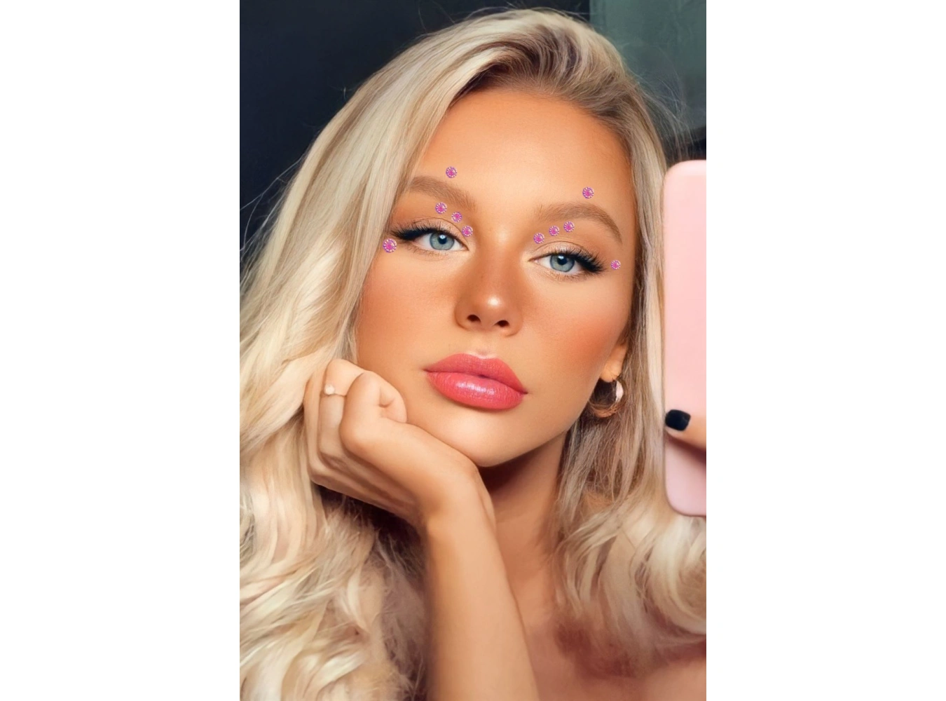 Vücut Ve Yüz Taşı/ Pembe Renk Taşlı Sticker