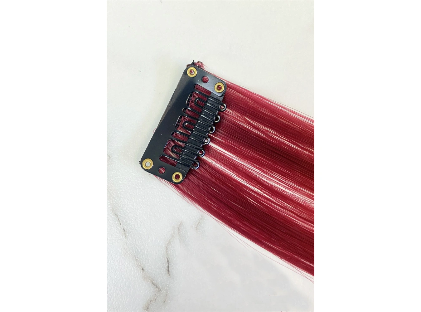 Yan Çıt Çıt Postiş / Bordo Renk / 50 Cm