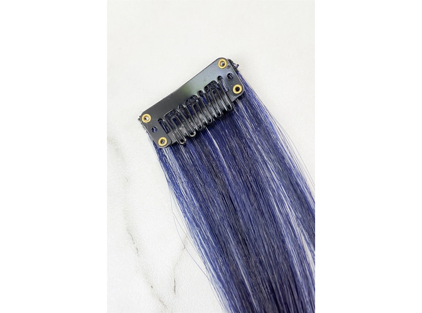 Yan Çıt Çıt Postiş / Lacivert Renk Siyah Ombre/ 50 Cm