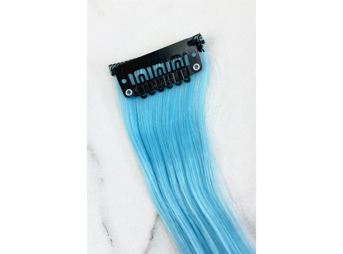 Yan Çıt Çıt Postiş / Mavi Renk Dalgalı / 50 Cm