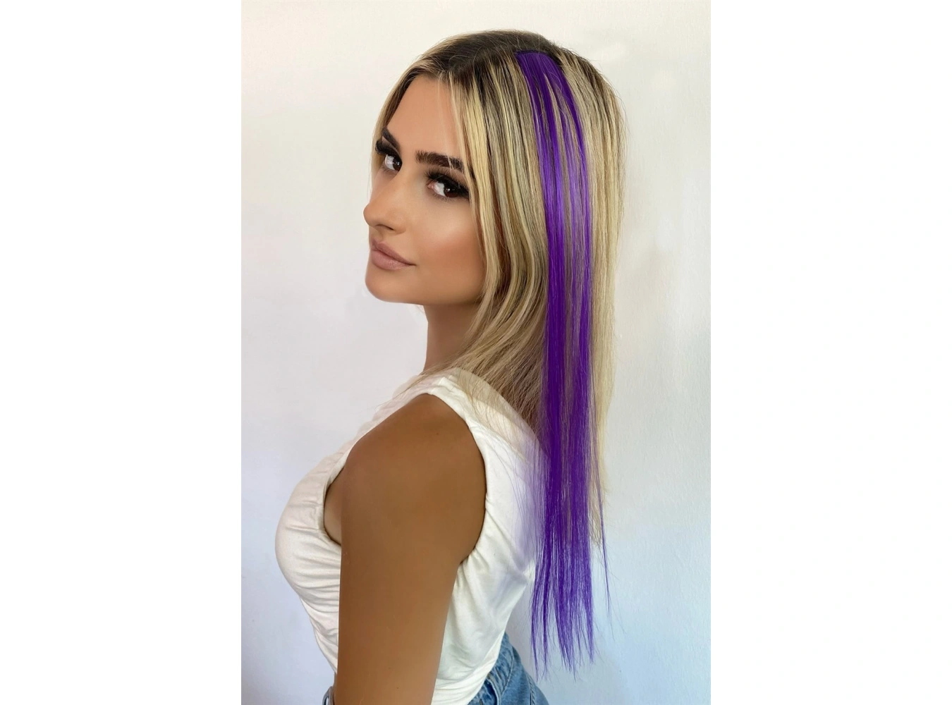 Yan Çıt Çıt Postiş / Mor / 50 Cm