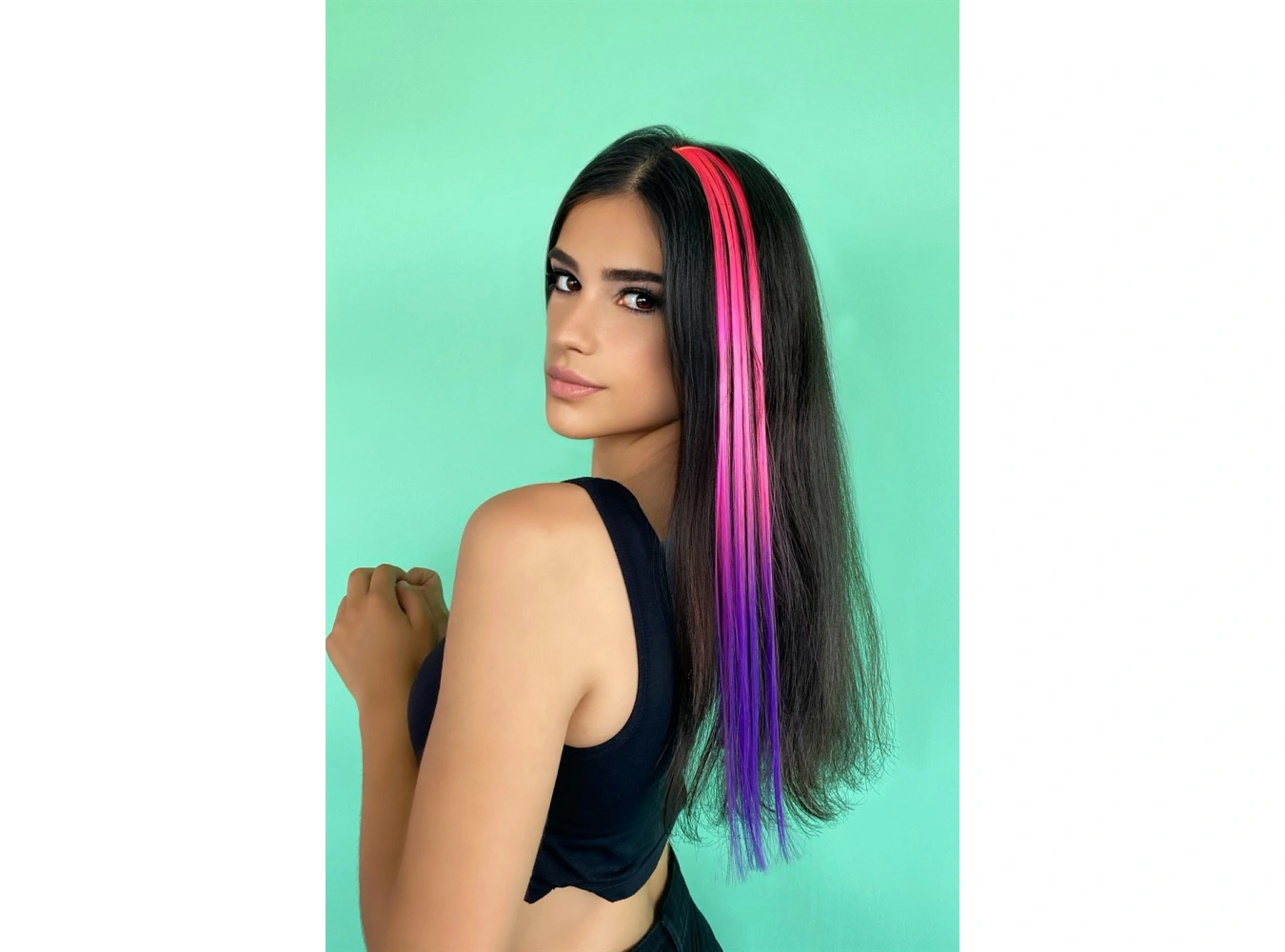 Yan Çıt Çıt Postiş / Ombre iki Renkli / 50 Cm