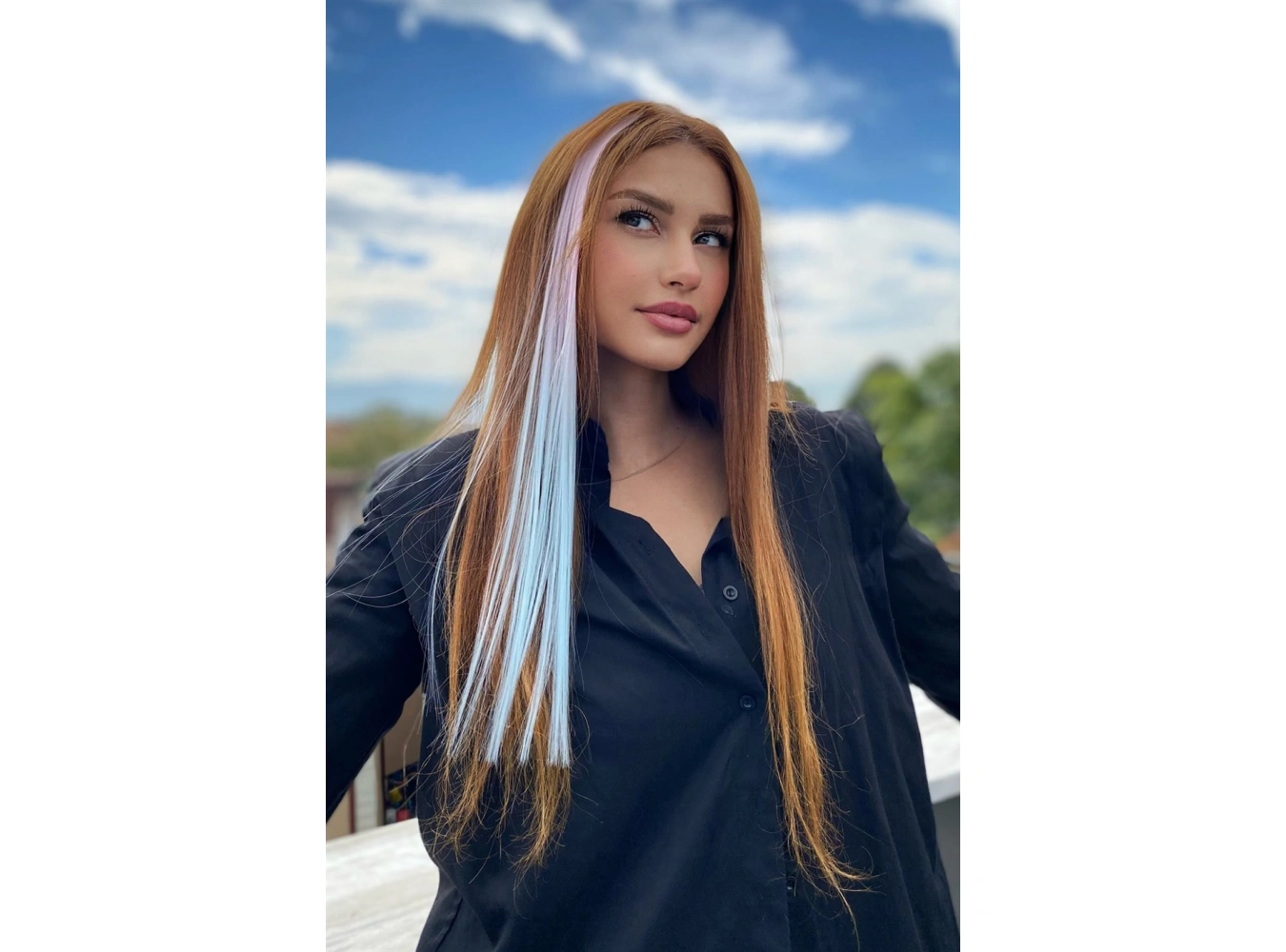 Yan Çıt Çıt Postiş / Ombre iki Renkli / 50 Cm