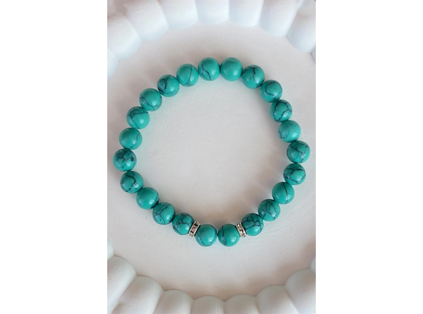 Yeşil Renk Taş Detaylı Erkek Bileklik