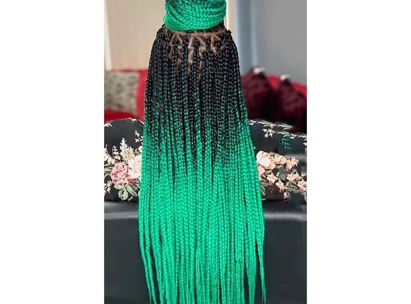 Yeşil Siyah İki Renk Ombreli Afrika Zenci Örgüsü Box Braid Sentetik Saç 60cm 100gr