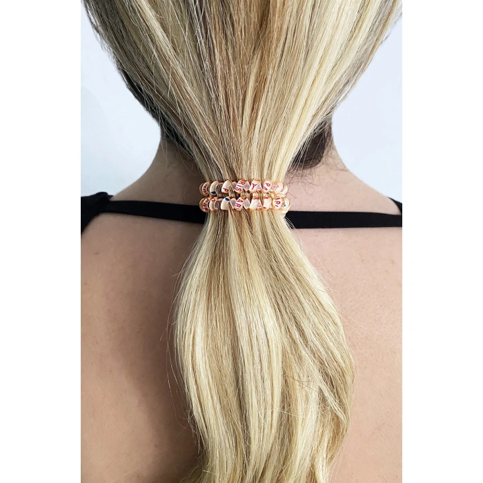 Açık Turuncu Renk Kalpli Helezon Lastik Toka