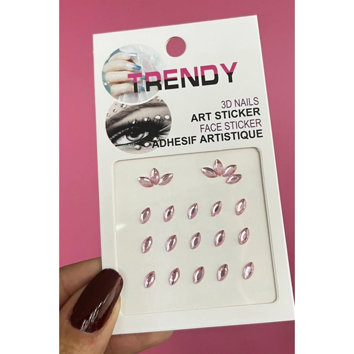 Pembe Renk Vücut Ve Yüz Taşı/ Taşlı Sticker