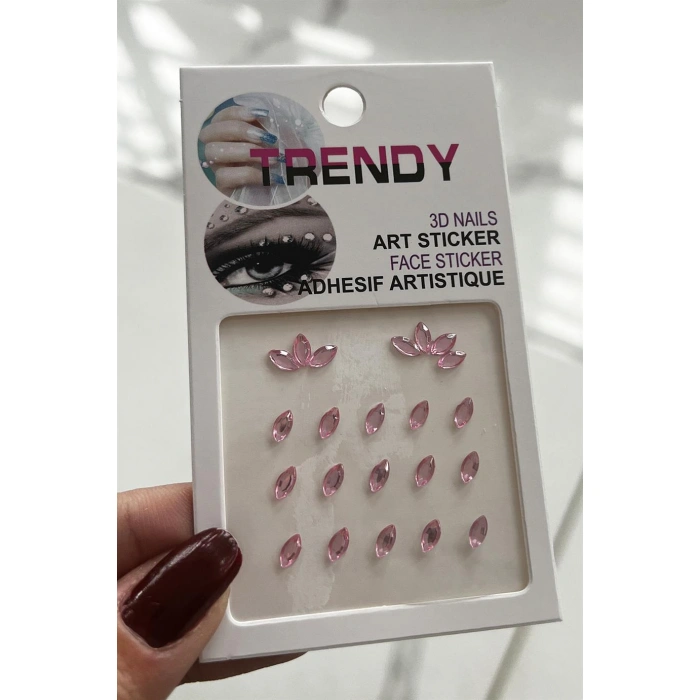 Pembe Renk Vücut Ve Yüz Taşı/ Taşlı Sticker