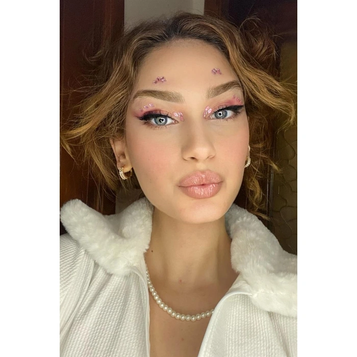 Pembe Renk Vücut Ve Yüz Taşı/ Taşlı Sticker