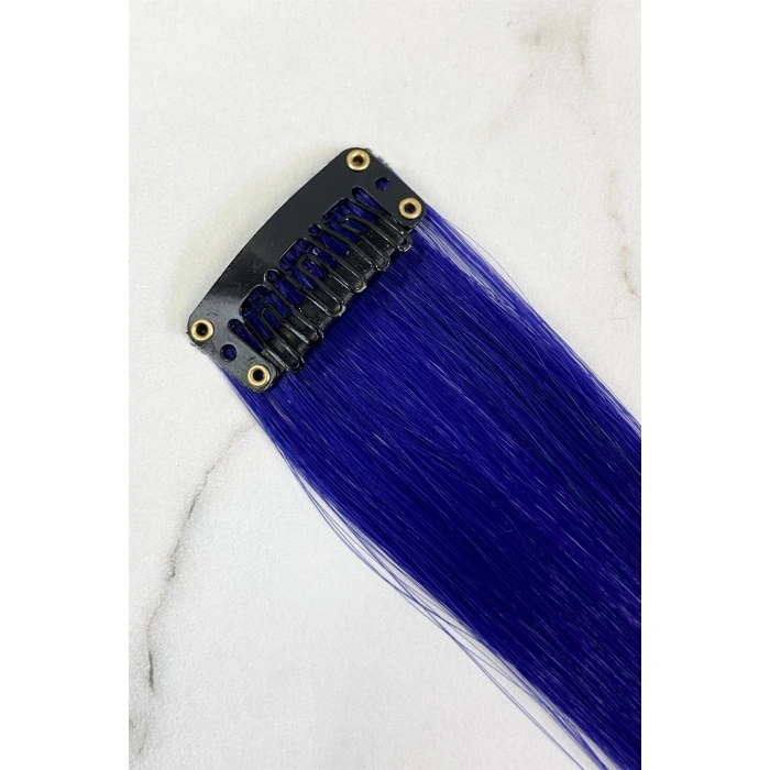 Yan Çıt Çıt Postiş / Lacivert Renk / 50 Cm