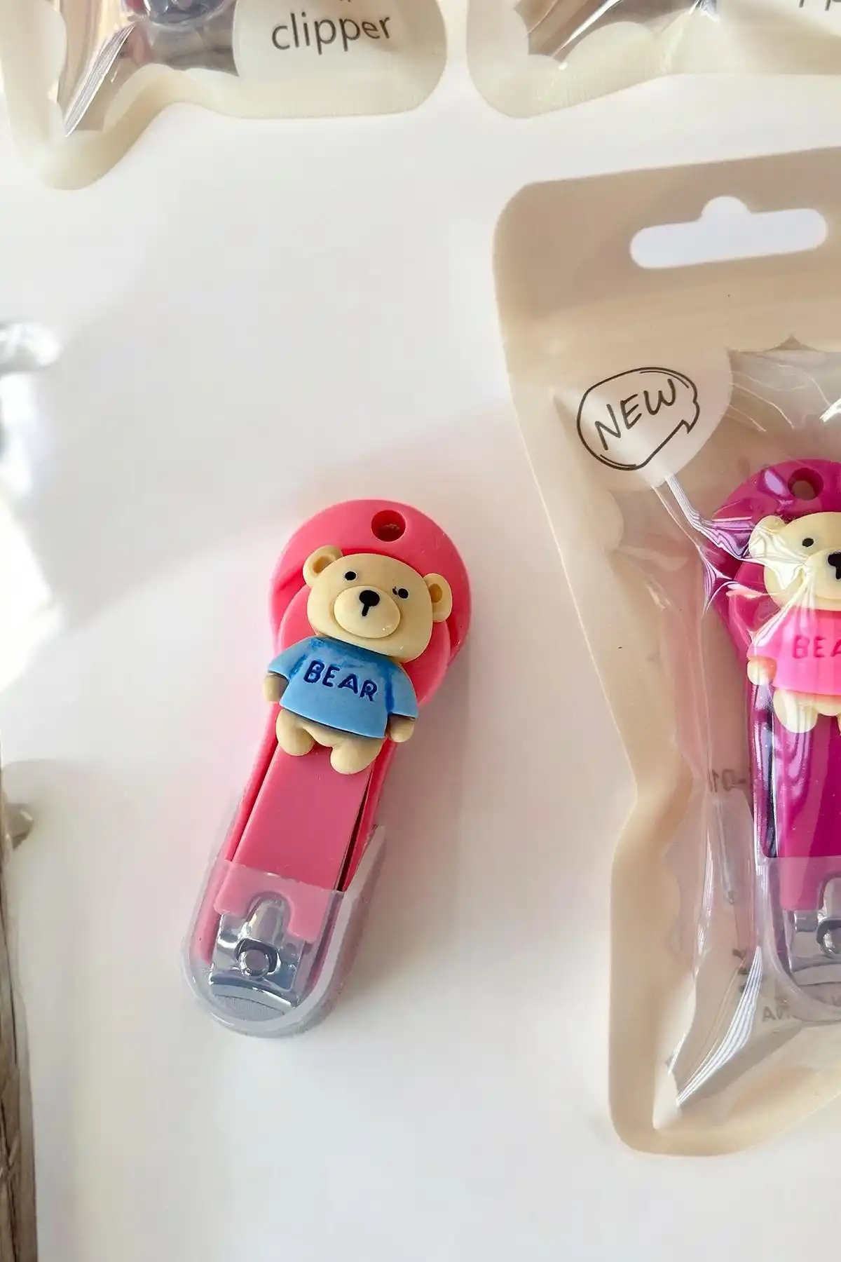 12li Karışık Renk Ayıcık Figürlü Tırnak Makası Set