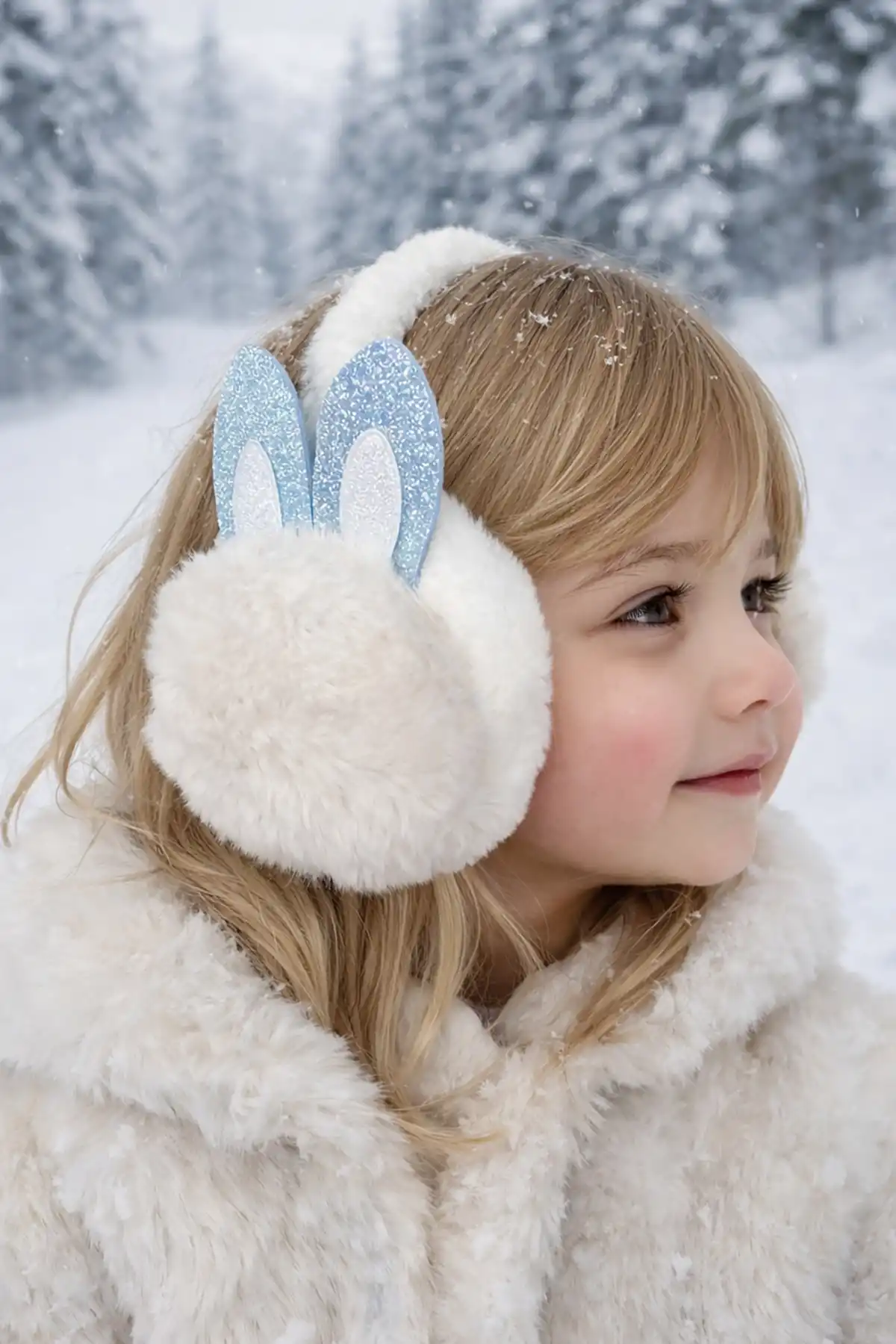 Beyaz Renk Kulak Figürlü Peluş Kulaklık