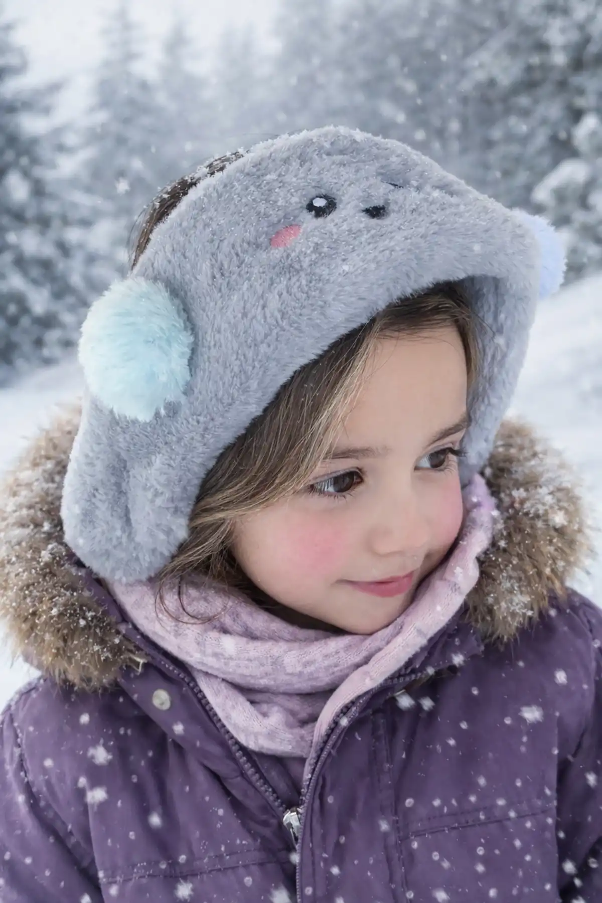 Gri Renk Ayıcık Figürlü Peluş Kulaklık