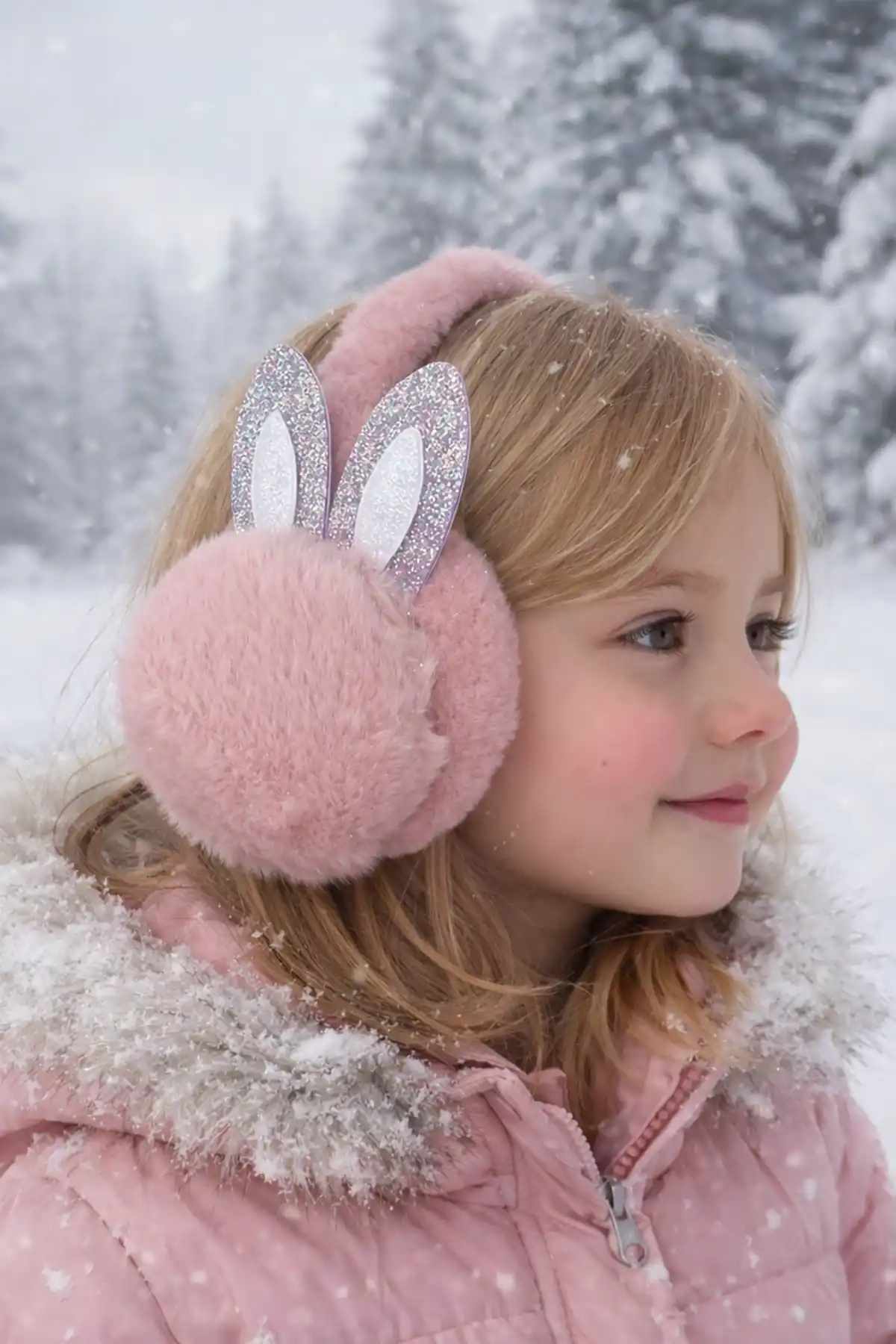 Gül Kurusu Renk Kulak Figürlü Peluş Kulaklık