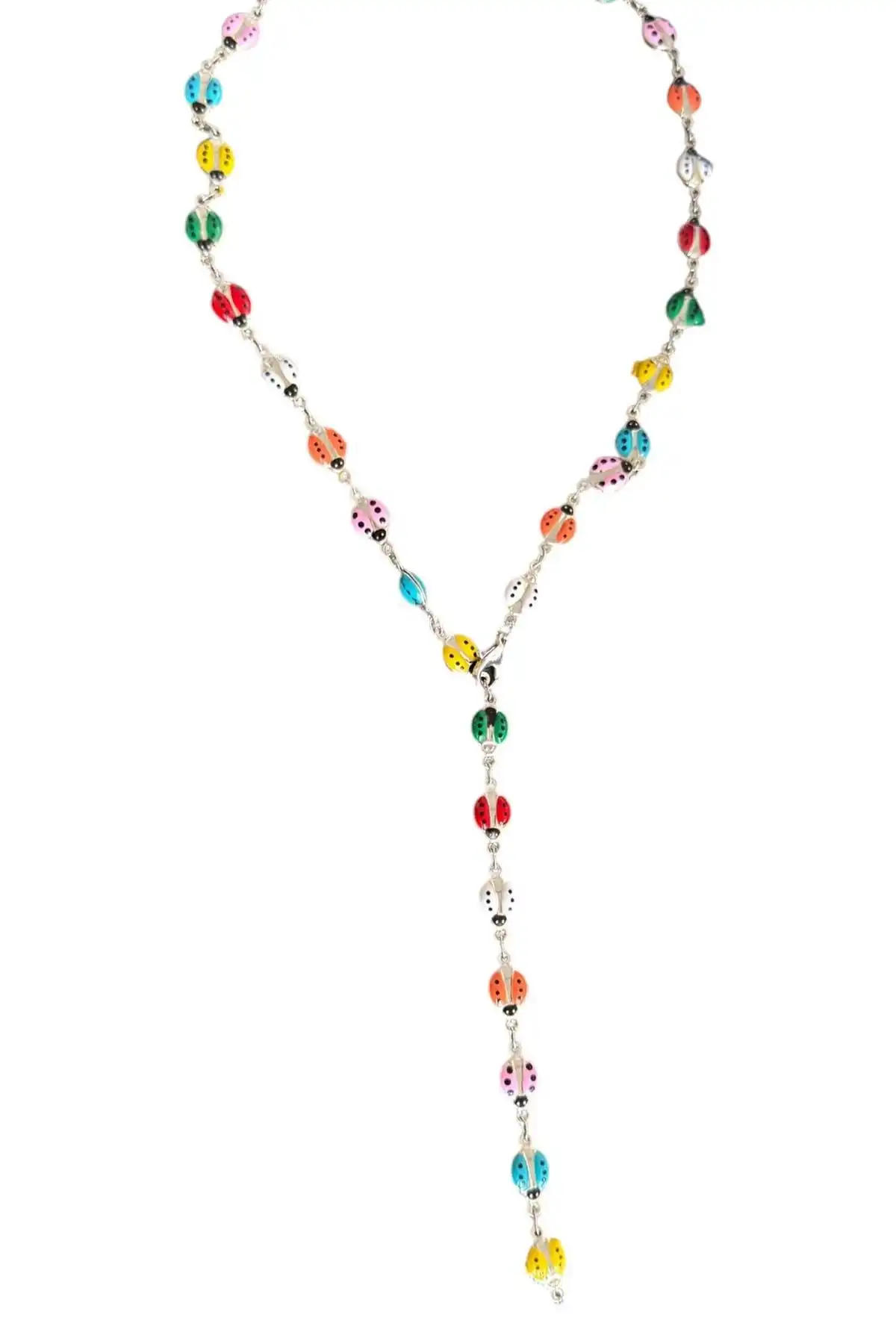 Gümüş Renk Uğur Böceği Figürlü Çelik Y Kolye