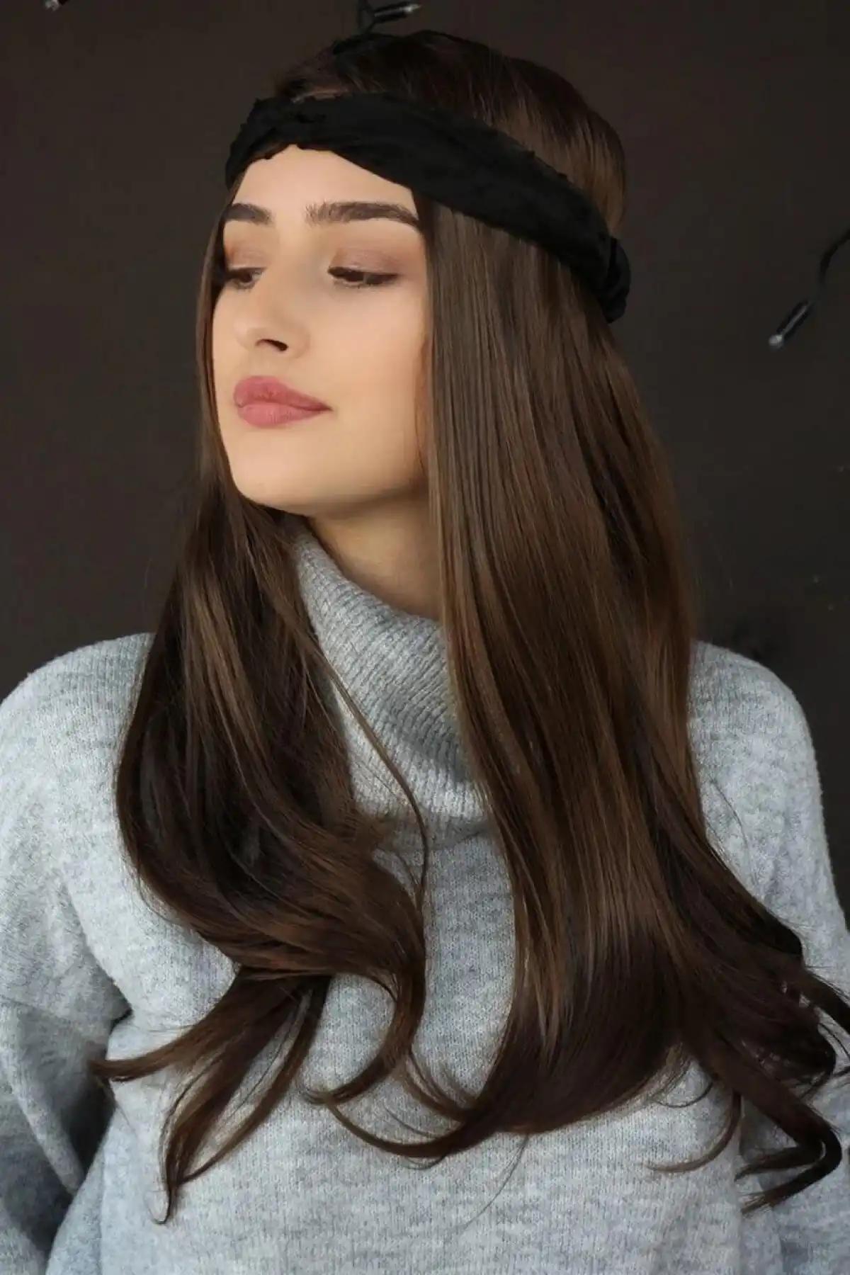 Isıya Dayanıklı Yarımay Çıt Çıt Saç - Ht6k - Kestane Kahvesi - Dalgalı - 60 Cm - 110 Gr (Begüm)