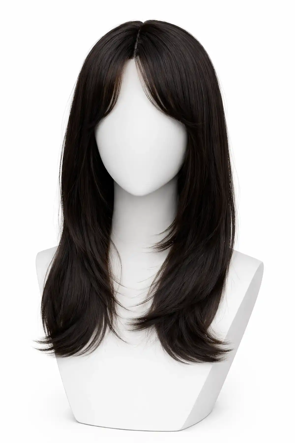 Kahve Renk Kahkül Detaylı Katlı Kesimli Peruk