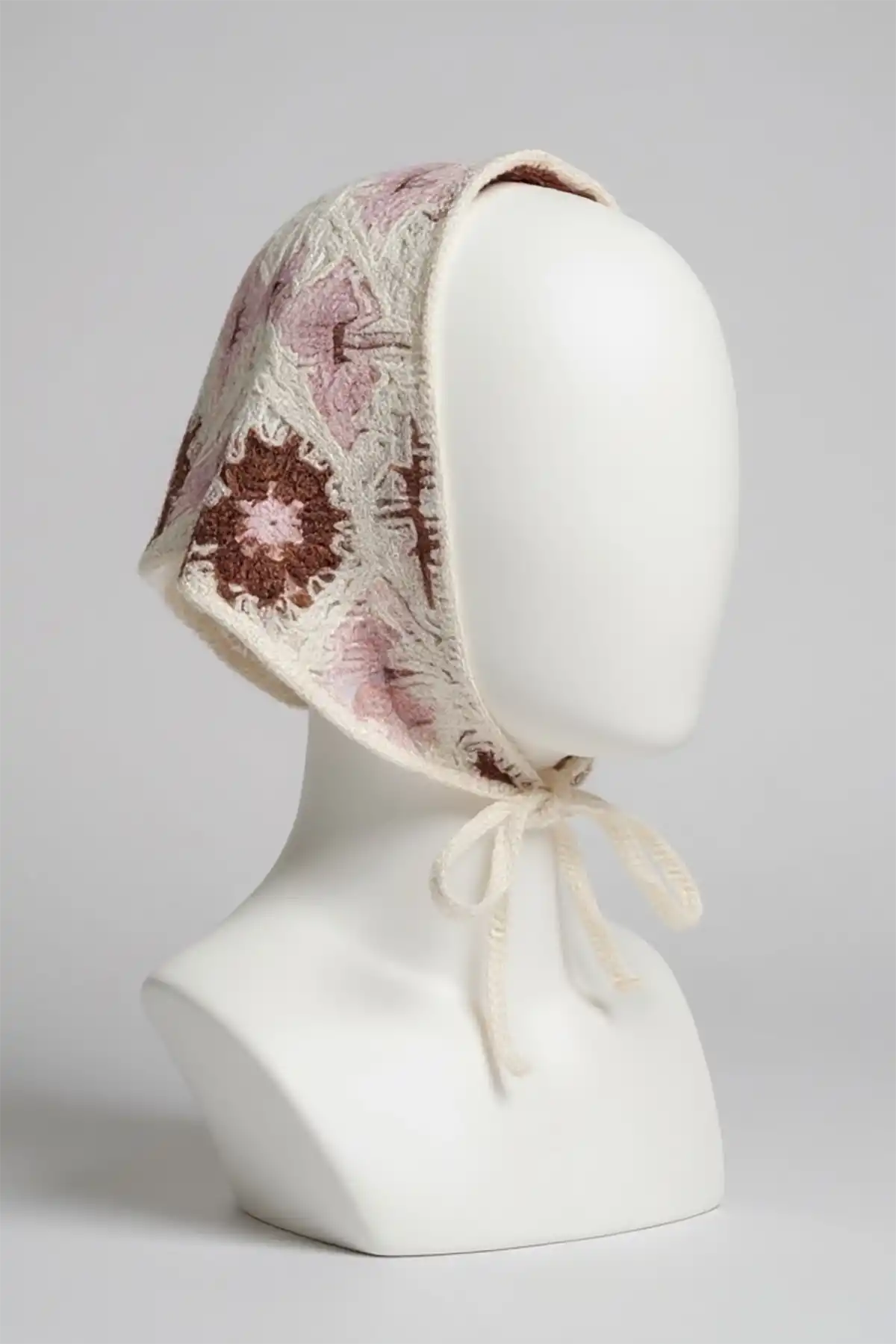 Karışık Renk Çiçek Desenli Örgü Bandana