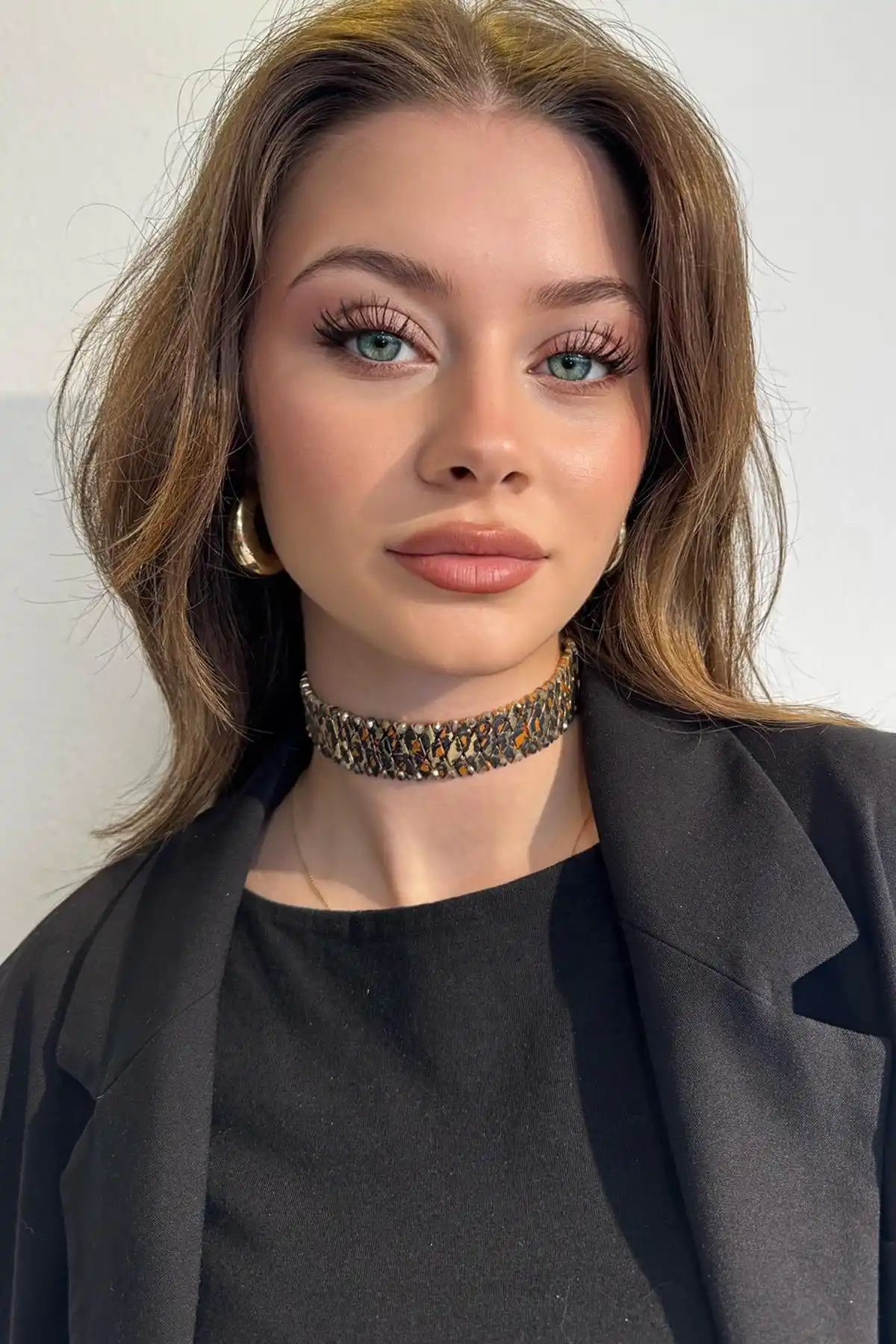 Karışık Renk Leopar Desenli Choker Kolye