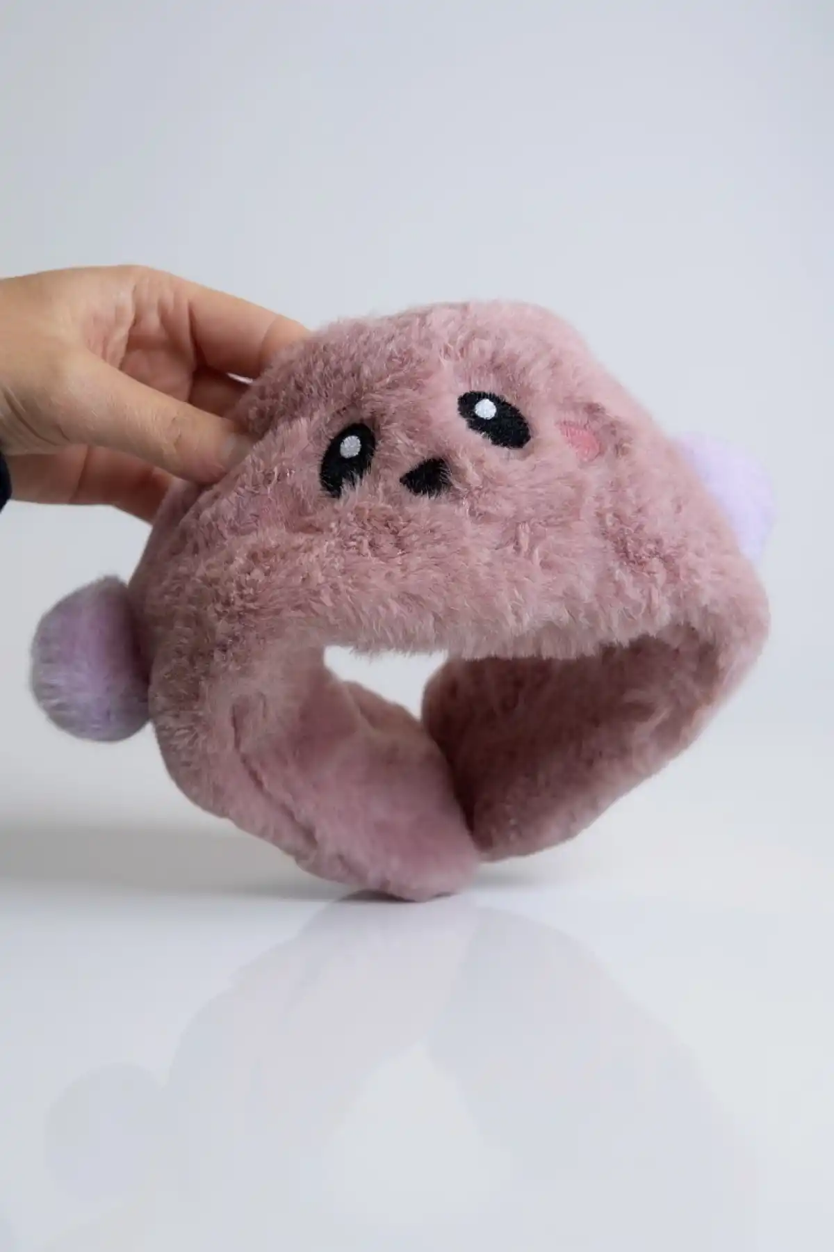 Koyu Pembe Renk Ayıcık Figürlü Peluş Kulaklık