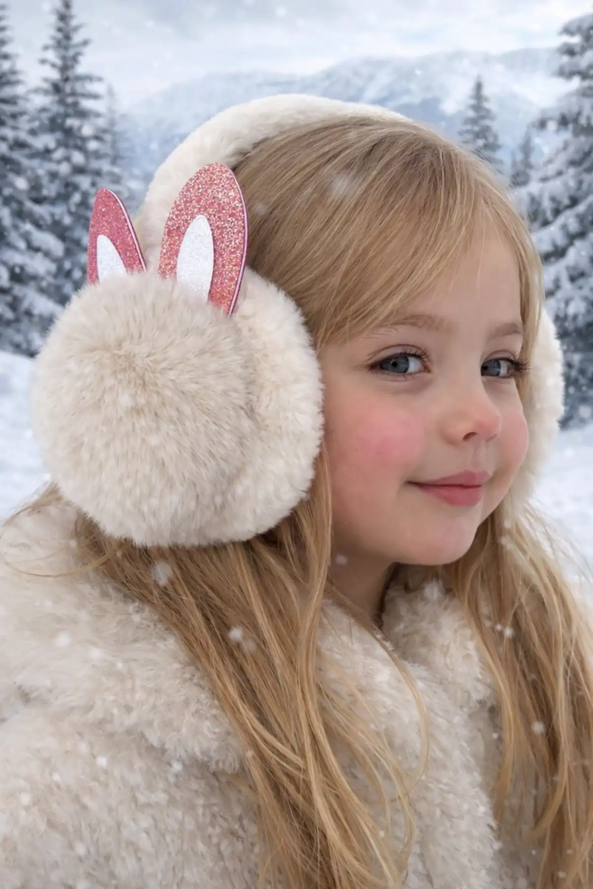 Krem Renk Kulak Figürlü Peluş Kulaklık