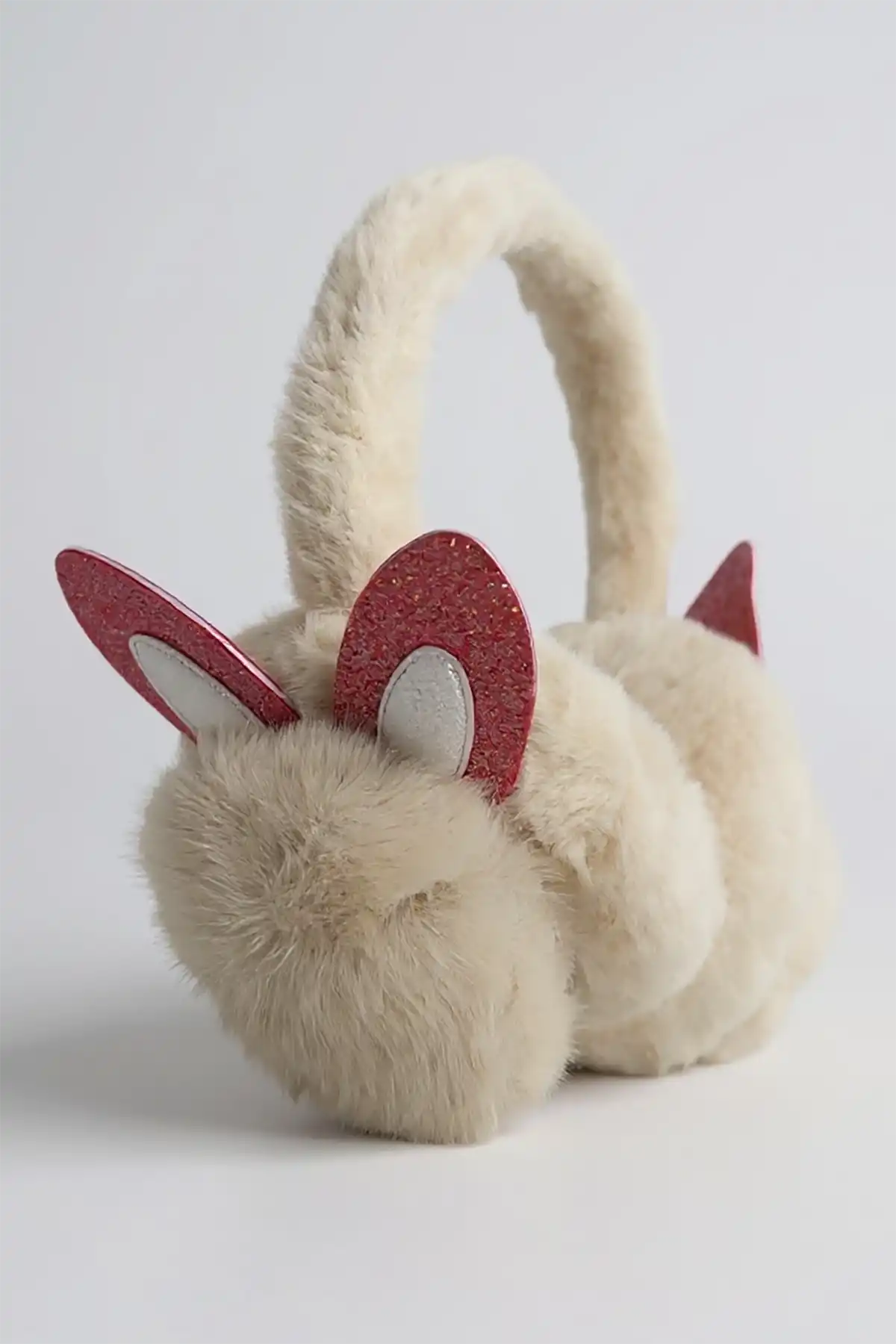 Krem Renk Kulak Figürlü Peluş Kulaklık