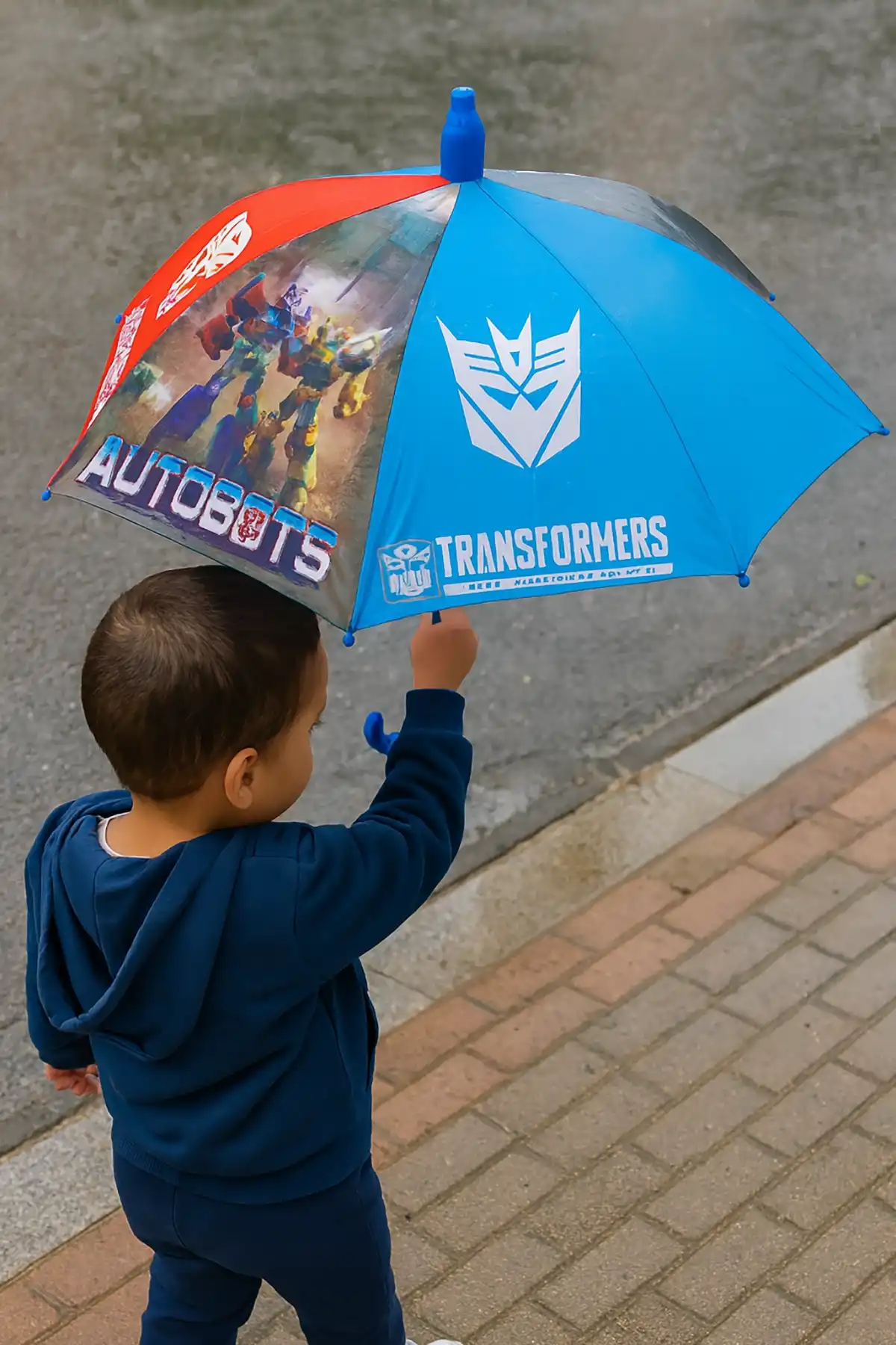 Mavi Renk Robot Figürlü Kılıflı Çocuk Şemsiye