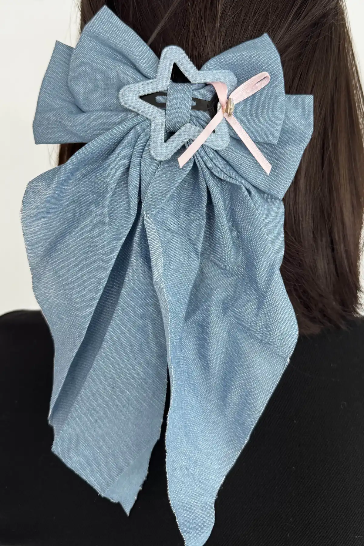 Mavi Renk Yıldız Figürlü Kurdele Otomat Toka