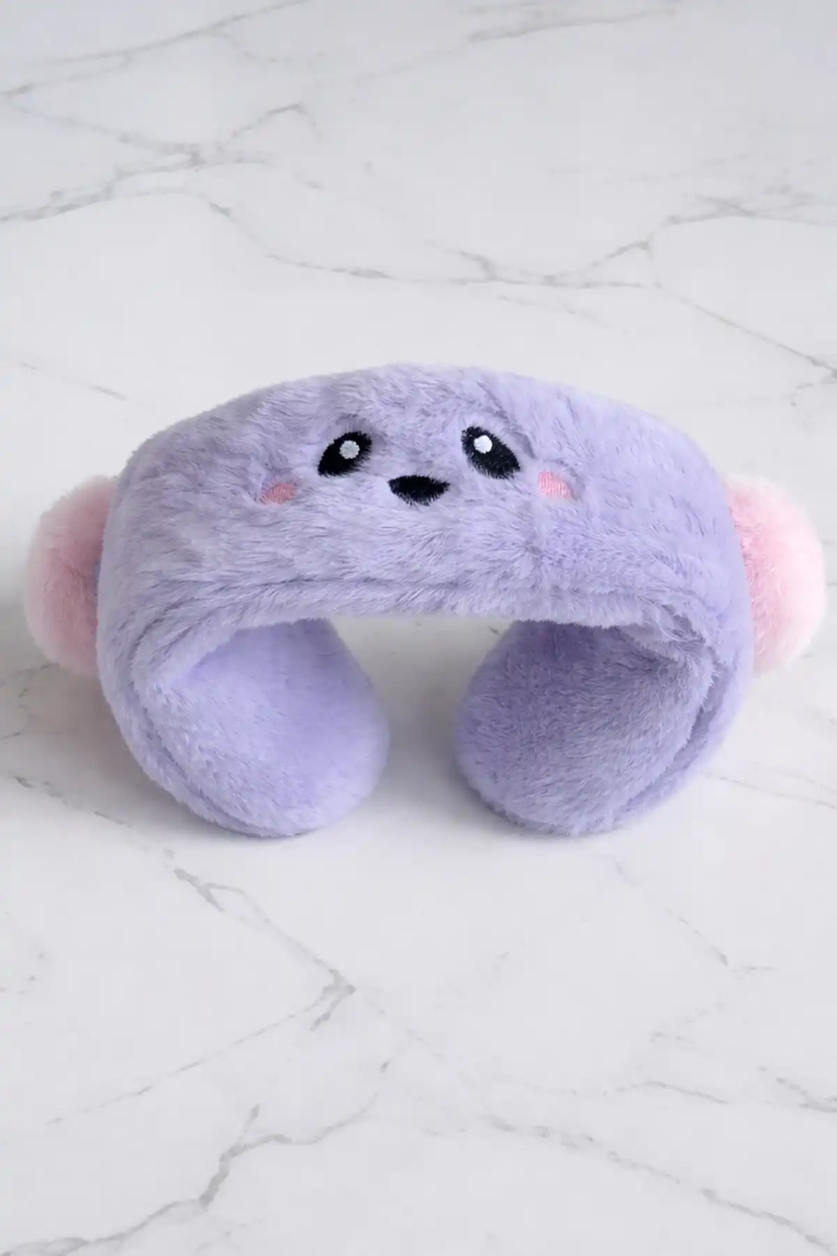Mor Renk Ayıcık Figürlü Peluş Kulaklık