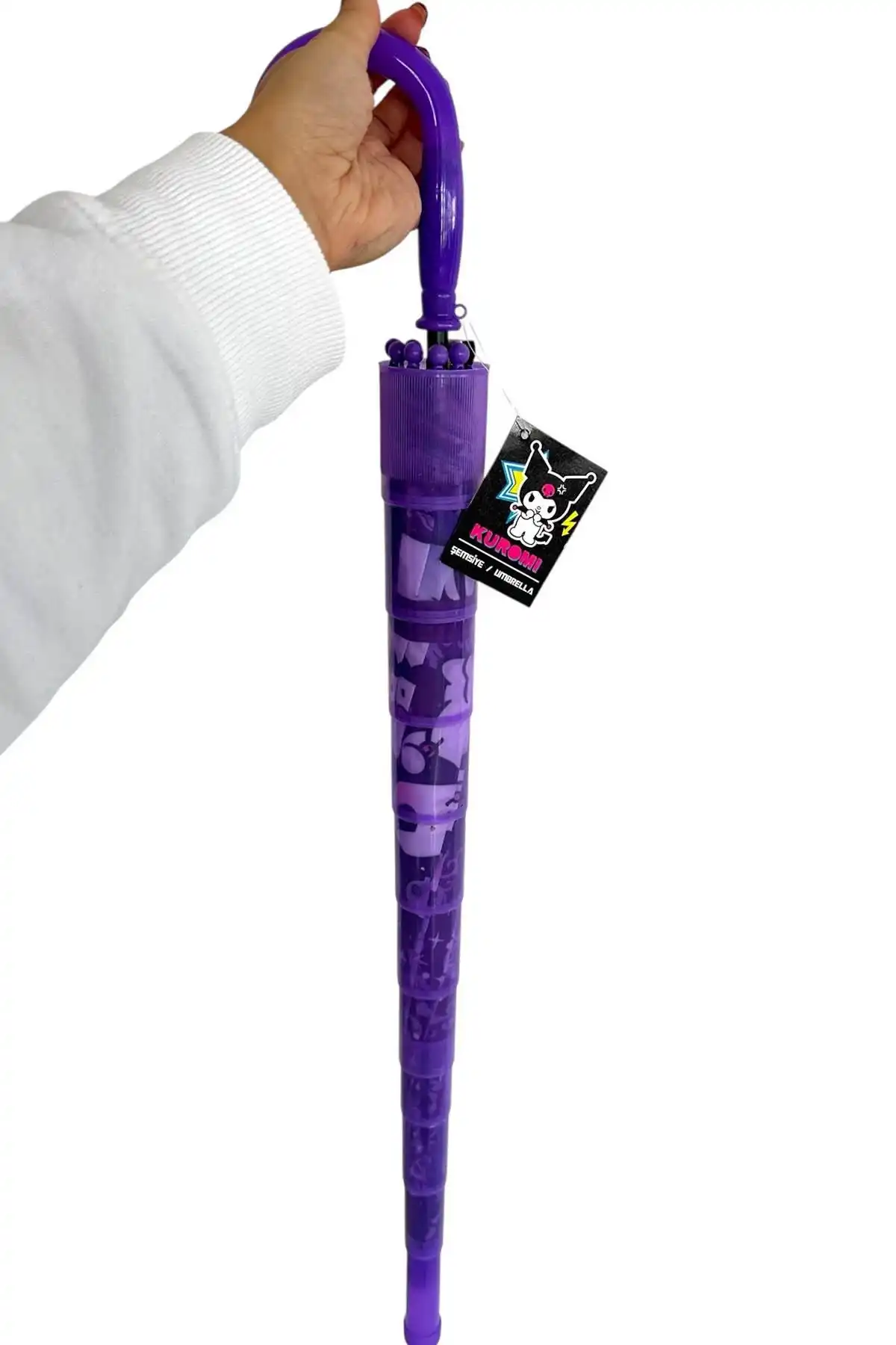 Mor Renk Karışık Figürlü Kılıflı Çocuk Şemsiye