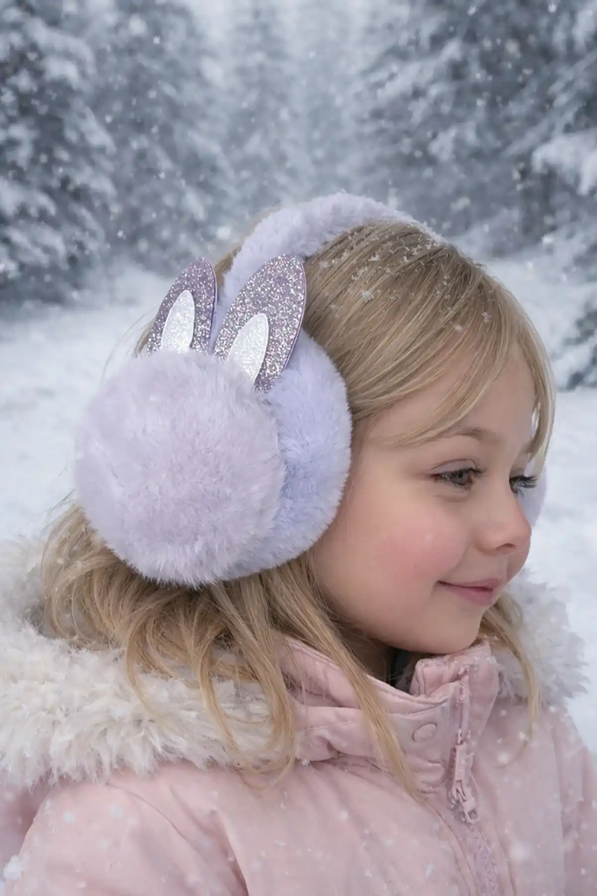 Mor Renk Kulak Figürlü Peluş Kulaklık