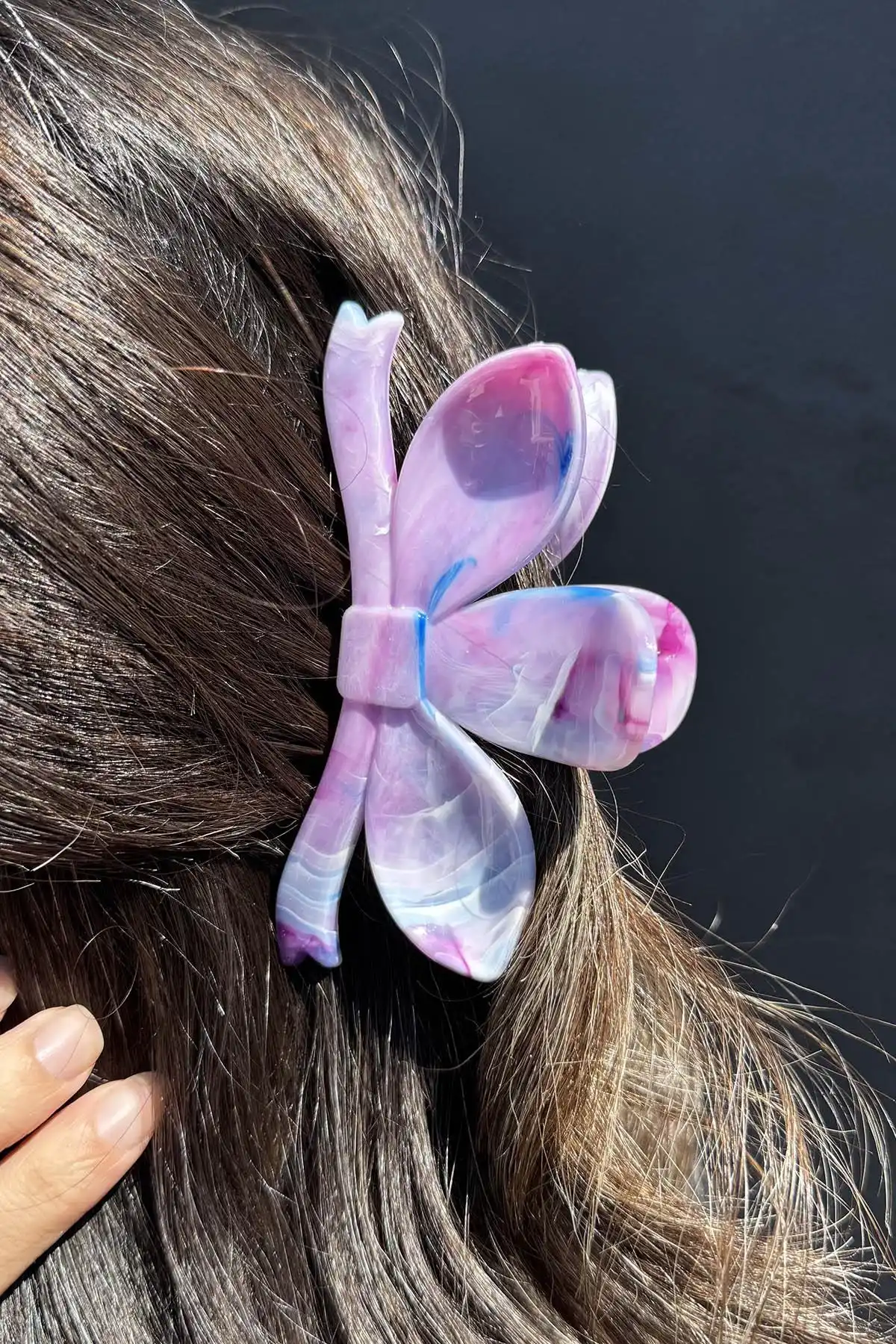 Mor Renk Mermer Desenli Kemik Mandal Toka