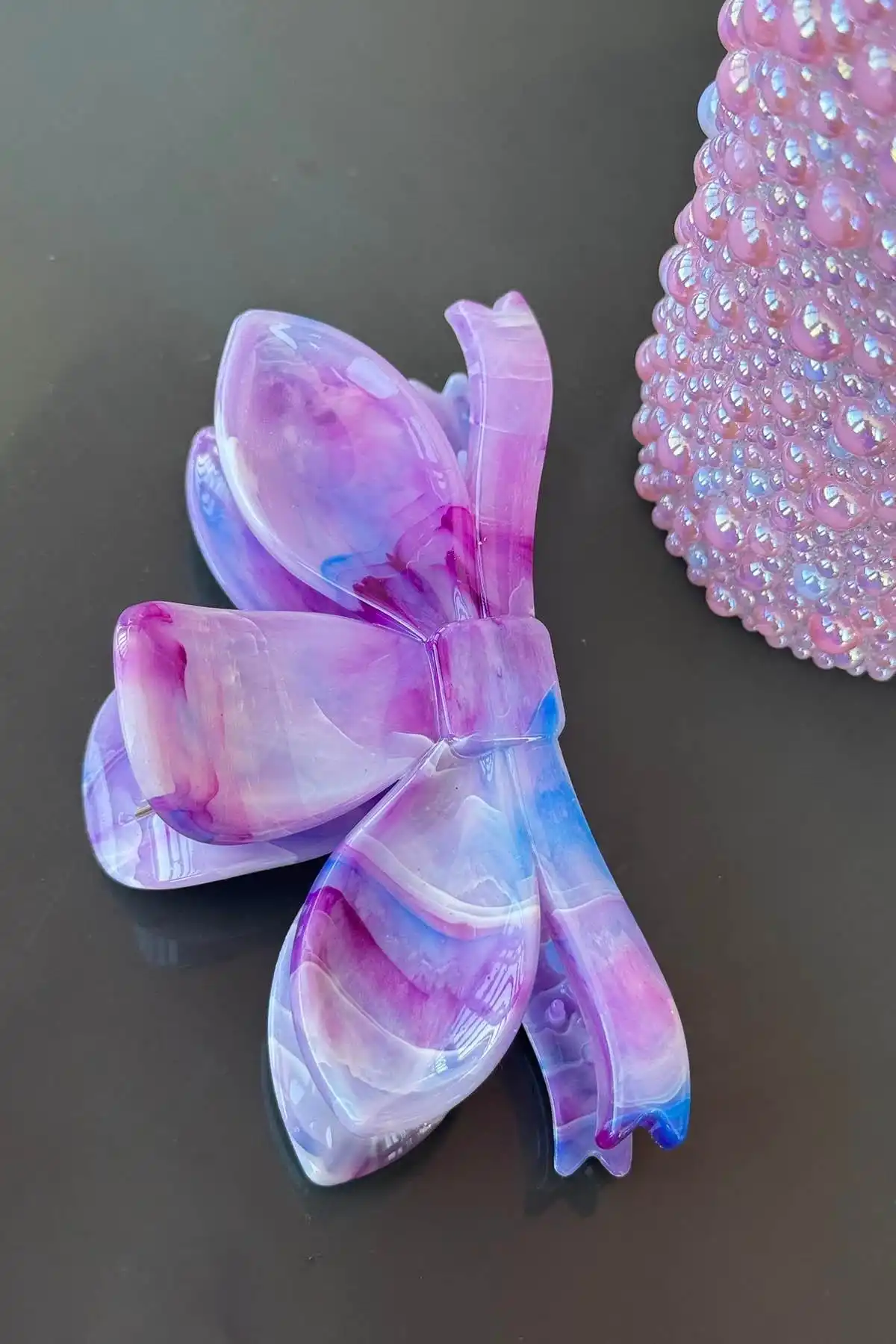 Mor Renk Mermer Desenli Kemik Mandal Toka