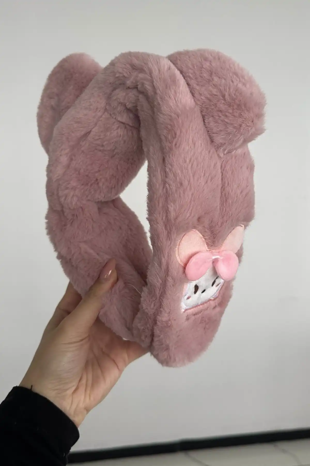 Pembe Renk Ayıcık Figürlü Peluş Çocuk Kulaklık