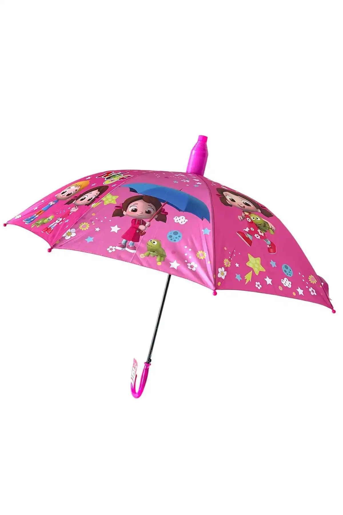 Pembe Renk Karışık Figürlü Kılıflı Çocuk Şemsiye