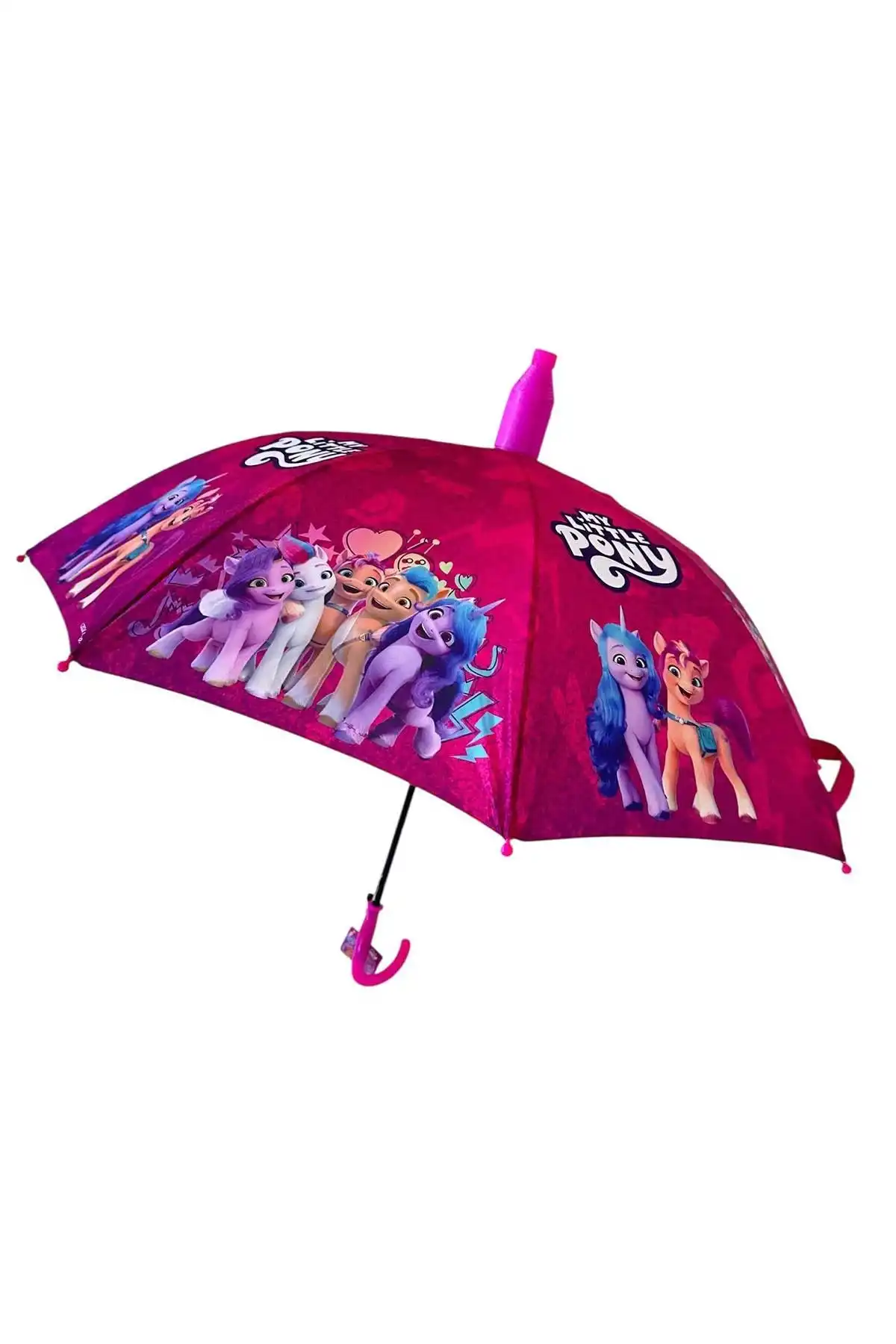 Pembe Renk Karışık Figürlü Kılıflı Çocuk Şemsiye