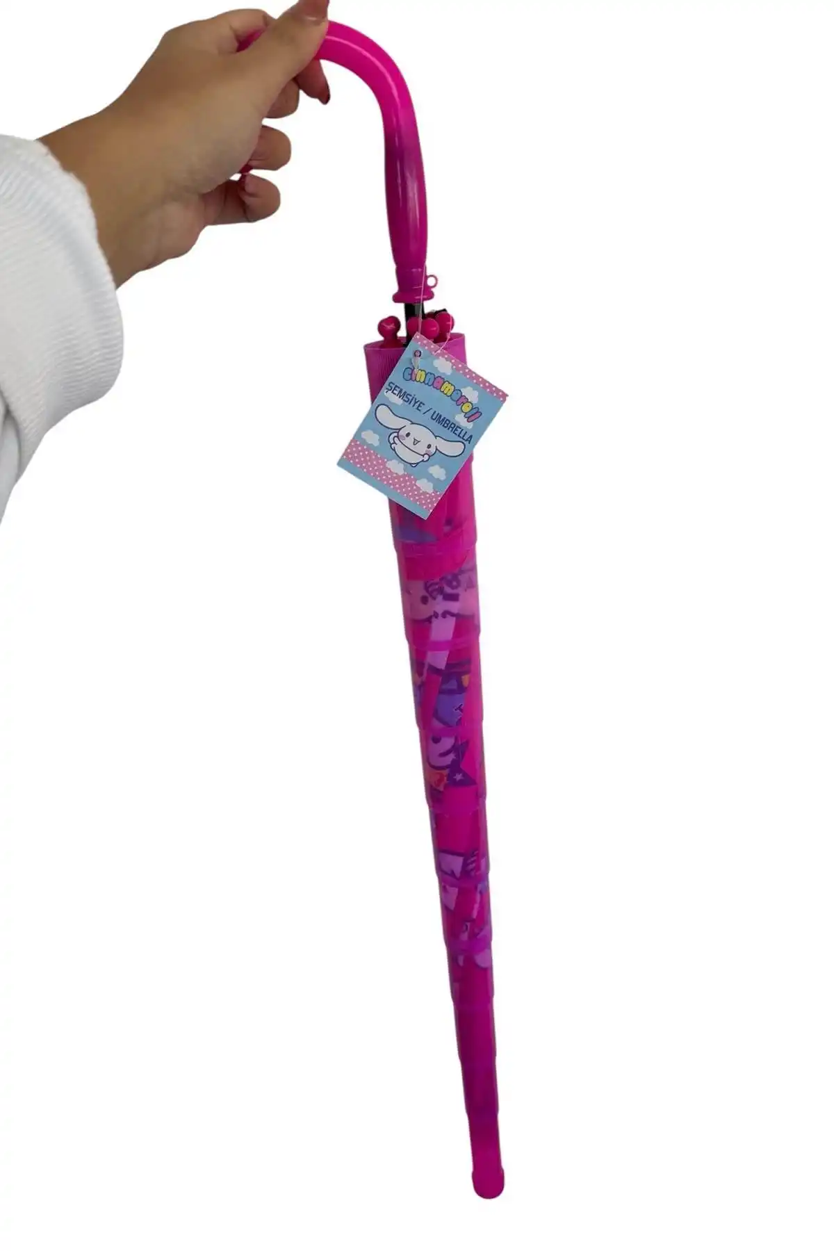 Pembe Renk Karışık Figürlü Kılıflı Çocuk Şemsiye