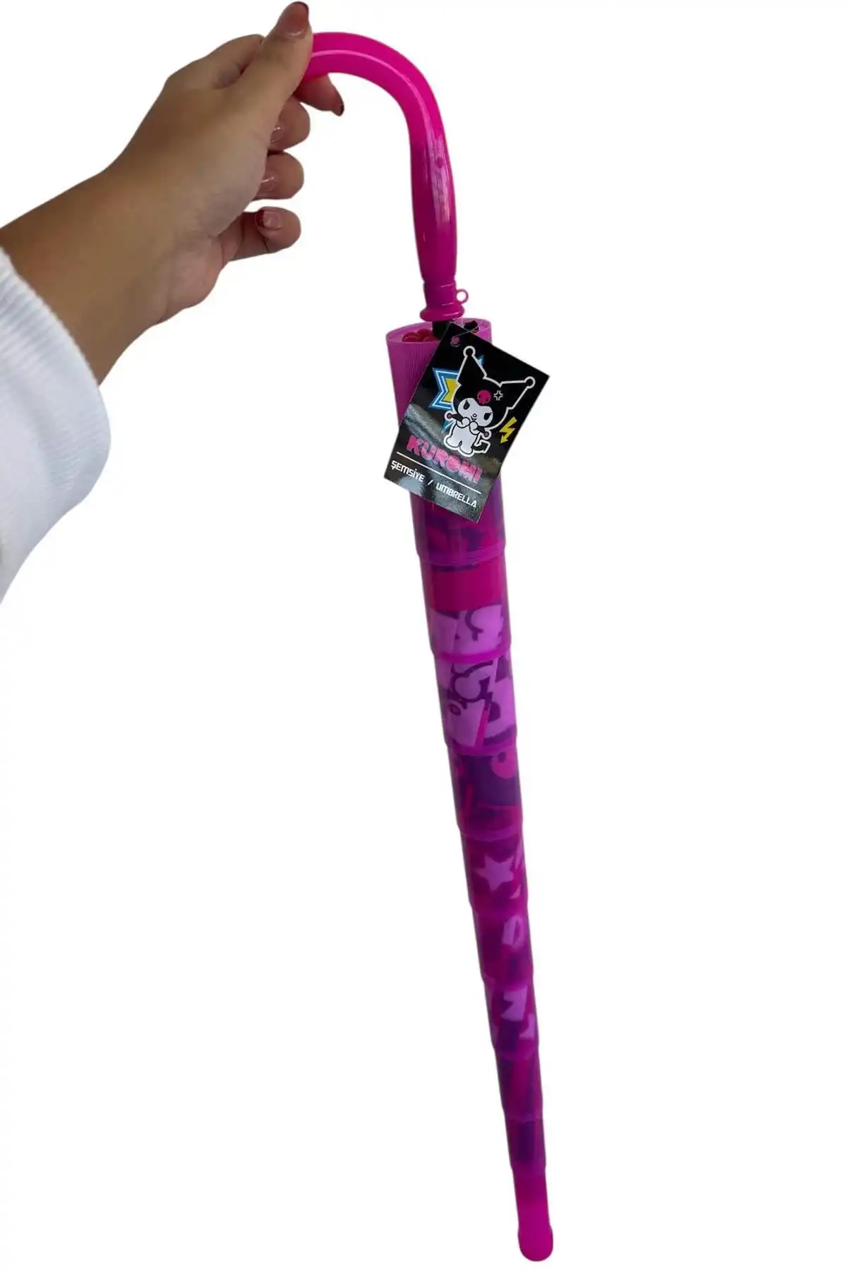 Pembe Renk Karışık Figürlü Kılıflı Çocuk Şemsiye