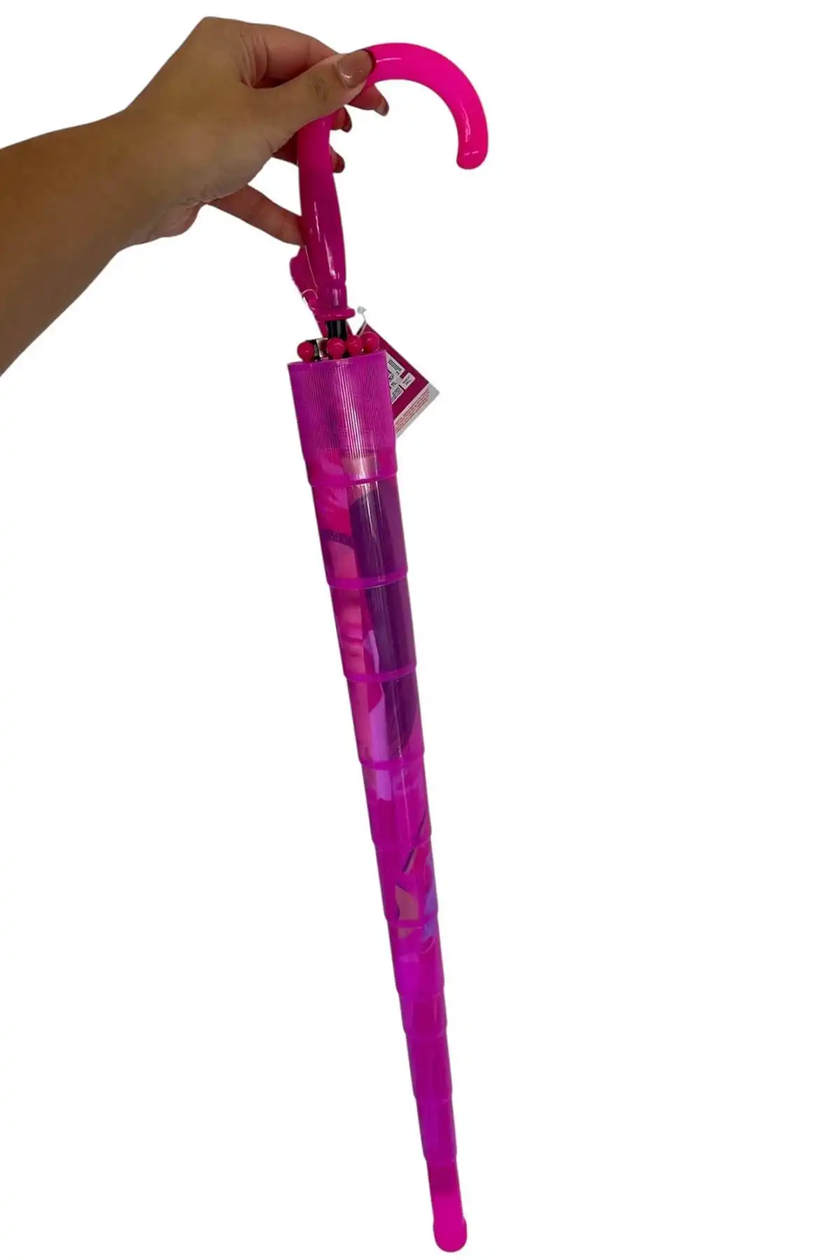 Pembe Renk Karışık Figürlü Kılıflı Çocuk Şemsiye