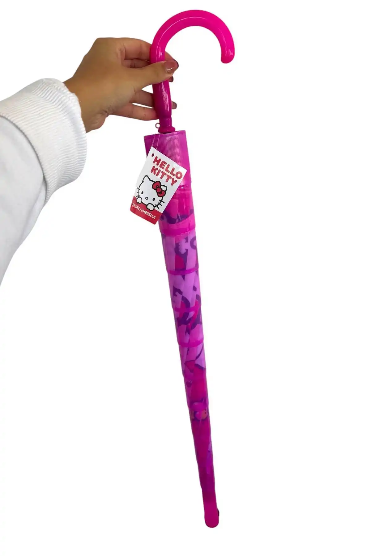 Pembe Renk Kedi Figürlü Kılıflı Çocuk Şemsiye