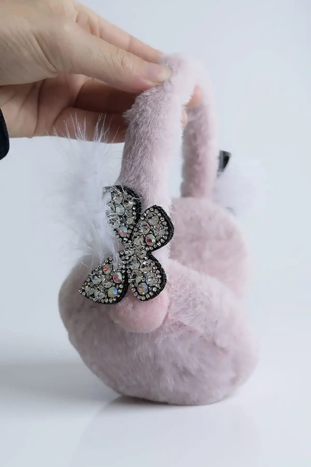 Pembe Renk Kelebek Detaylı Peluş Kulaklık