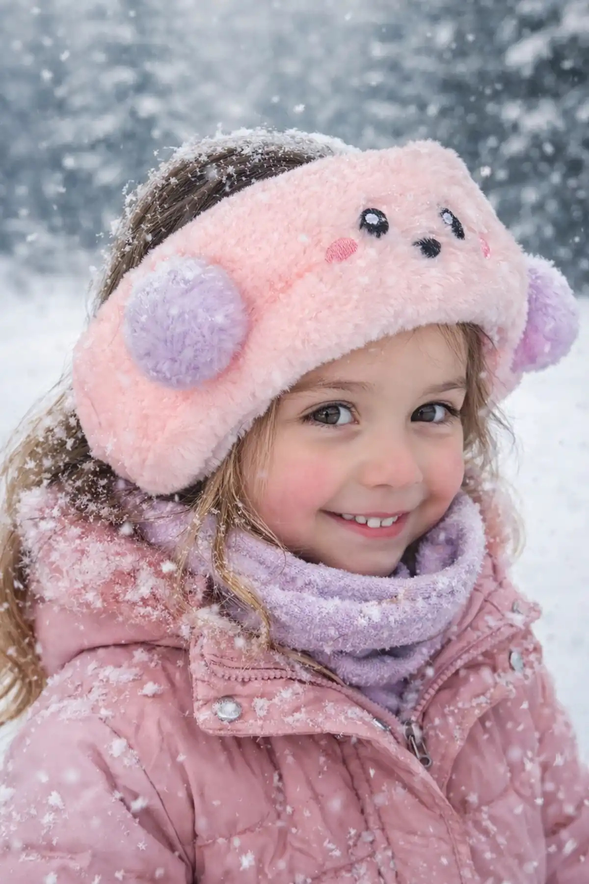 Somon Renk Ayıcık Figürlü Peluş Kulaklık